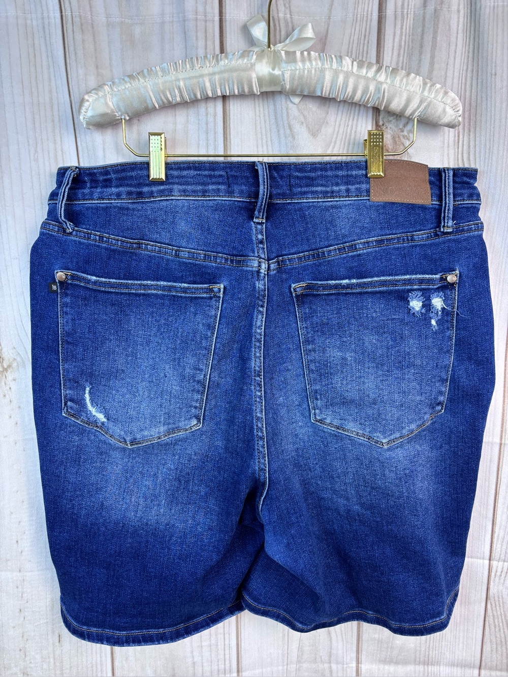 Judy Blue Denim Bermuda Shorts Hi-Rise Tummy Control Distressed Blue Size 3XL - Picture 2 of 13